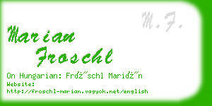 marian froschl business card